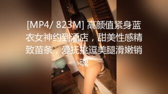 [MP4/ 823M] 高颜值紧身蓝衣女神约到酒店，甜美性感精致苗条，爱抚挑逗美腿滑嫩销魂