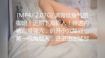 [MP4/ 2.07G] 满背纹身气质御姐！近期下海新人！伸进内裤自摸骚穴，扒开小穴舔豆，第一视角后入，进进出出猛怼