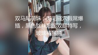 双马尾萌妹，无毛骚穴假屌爆插，黑色丝袜翘起双腿特写，玻璃棒猛捅